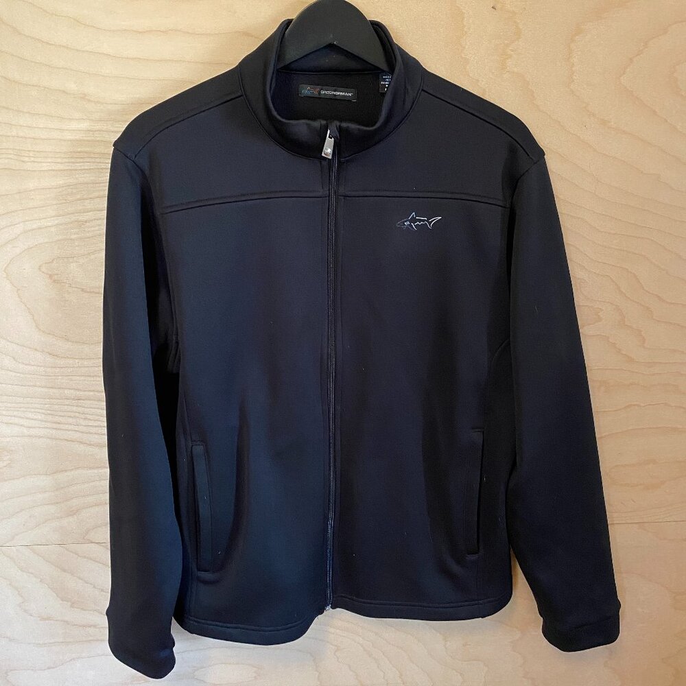 Greg Norman Mens Full Zip Nylon Jacket With Fleece Lining Black Sz. Medium